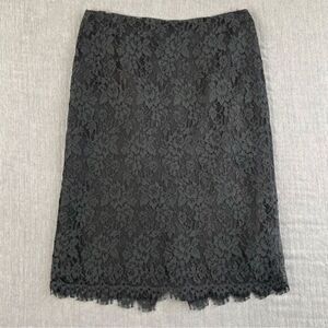 Kate Hill Black Lace Knee Length High Waist Midi Skirt Women’s Size 10